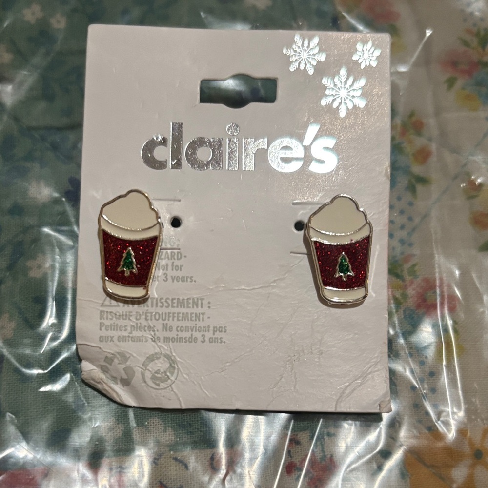 Claire's Red Holiday Cup Earrings